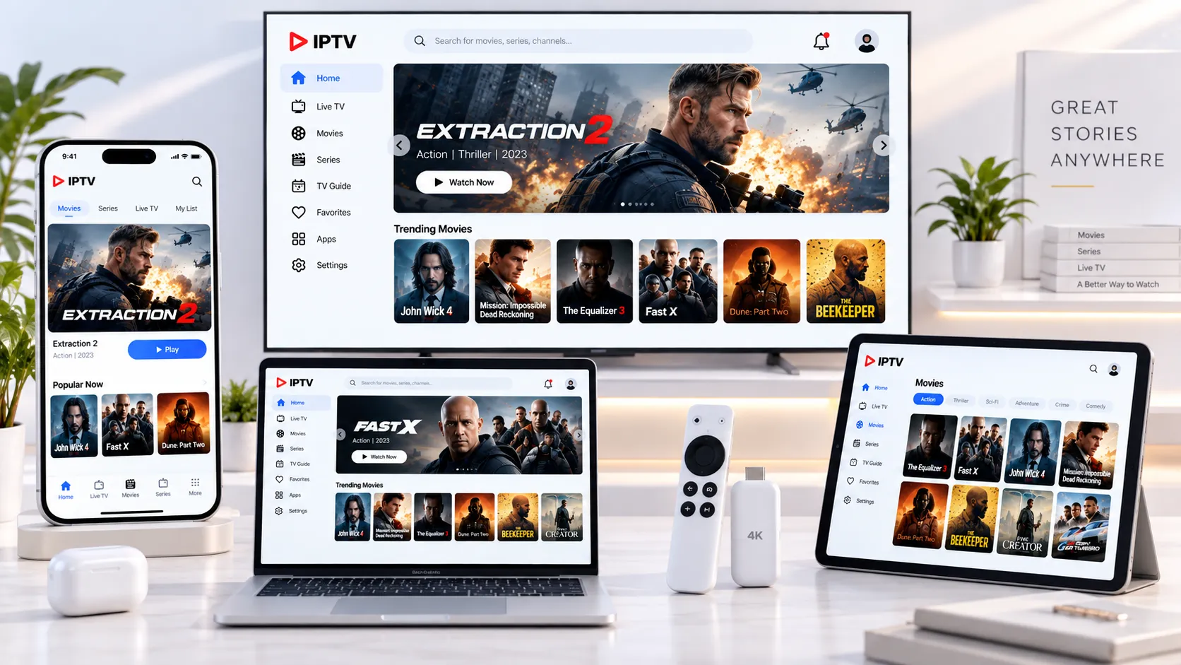 Juristisches Symbol mit IPTV-Kontext: Waage mit digitalem Streaming-Icon und deutschem Gesetzestext im Hintergrund